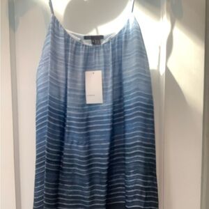 Vince Light Blue Ombre Stripe Silk Blouse